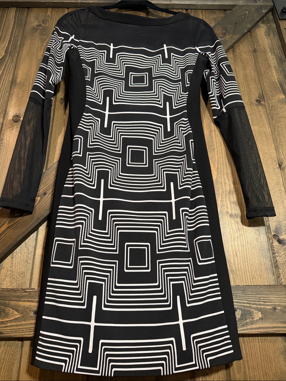Joseph Ribkoff Black and White Geometric Long Sleeve Dress - Picture 5 of 5
